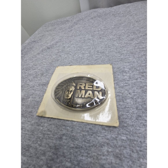 Other - Vintage Red Man Chewing Tobacco Solid Brass Belt Buckle NWT Advertising Mens